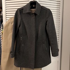 BURBERRY ELMSBY GRAY WOOL PEA COAT